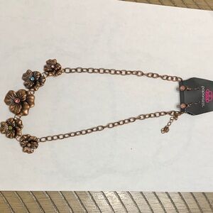 Paparazzi Bronze Floral Necklace with Earrings